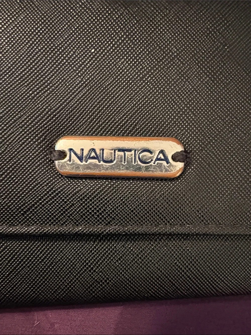 Nautica Black Trifold Wallet with Silver Logo Plaque